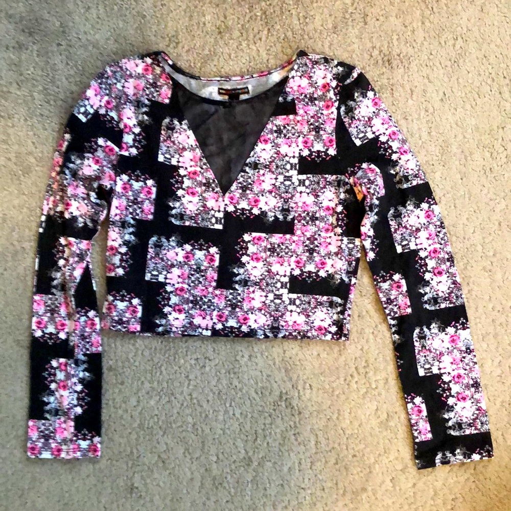 Floral long sleeve crop top